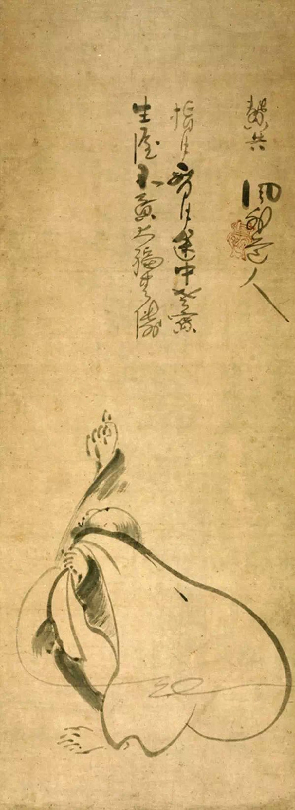 古代日本佛画布袋和尚