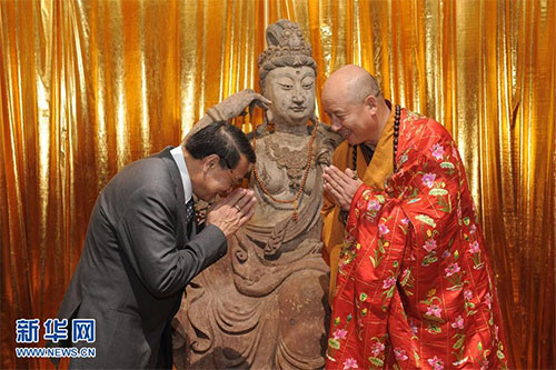 唐代木质观音像回归五台山东台望海寺