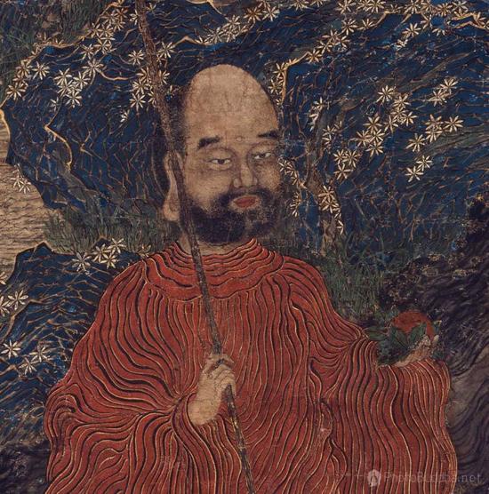 16-17世纪明代佛画，水墨纸本金——尺寸：210.5 x 71 cm，美国波士顿艺术博物馆收藏