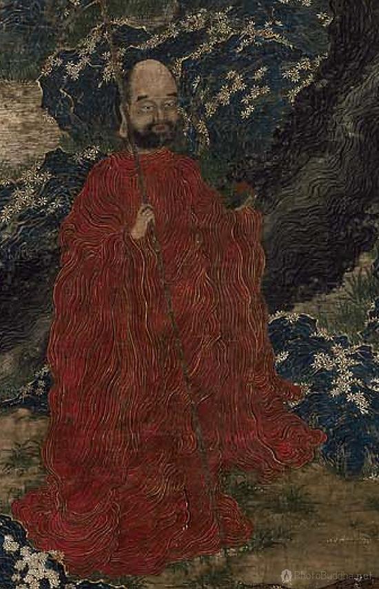 16-17世纪明代佛画，水墨纸本金——尺寸：210.5 x 71 cm，美国波士顿艺术博物馆收藏
