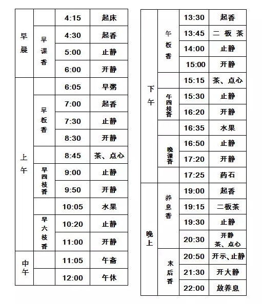 柏林禅寺丙申年冬季禅七法会作息时间表