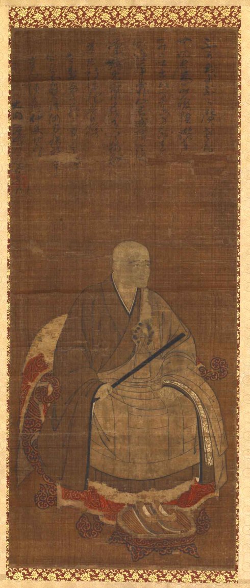 十四世纪 1382年日本室町时代禅画，绢本设色  尺寸：180.6 x 52.4 cm。美国史密森尼博物馆收藏  隆日编译