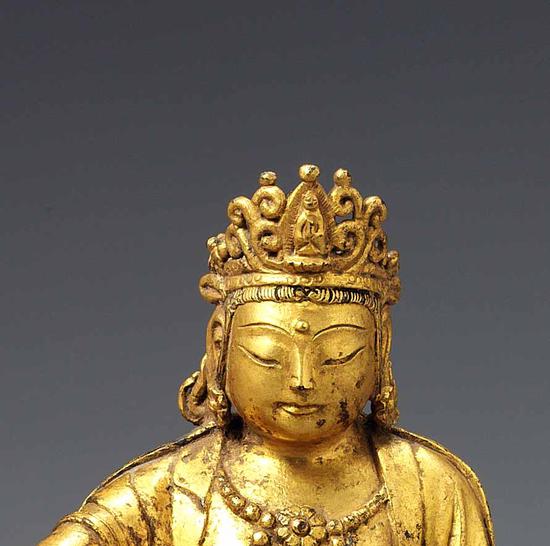韩国国立中央博物馆收藏十四世纪 高丽时代金铜 观音菩萨坐像