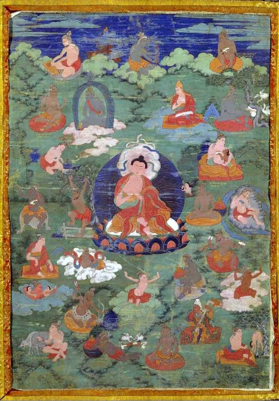 17世纪西藏,布本设色,画心纵60cm,宽42cm。清宫旧藏。