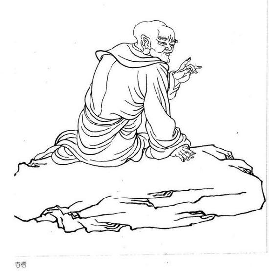 朴素简炼的罗汉白描图