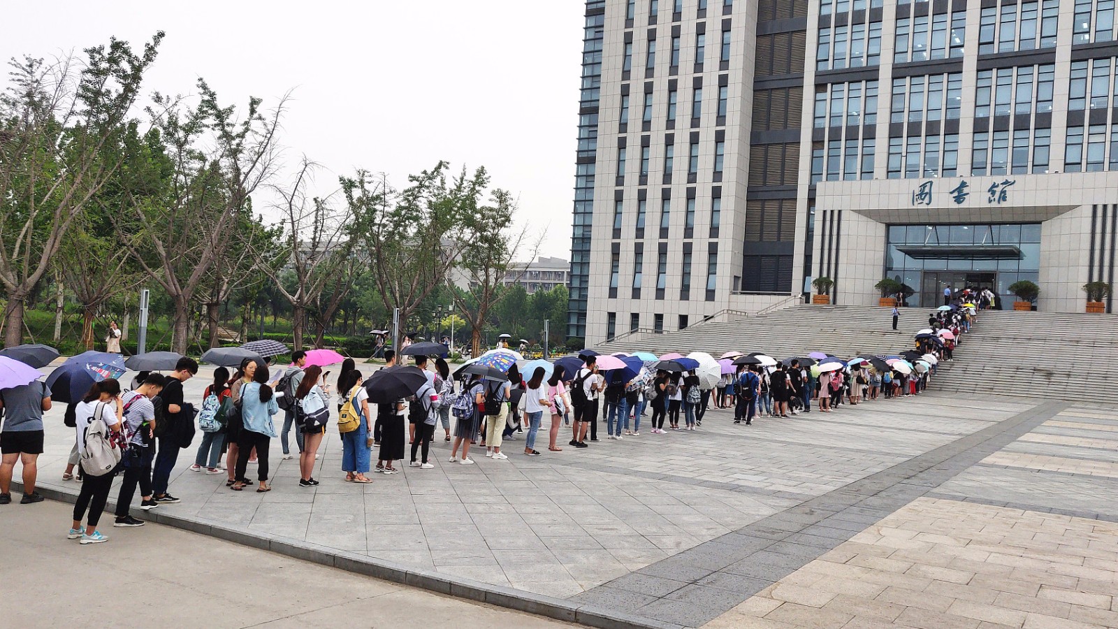 这是暑期的高校图书馆 学生早6点就排长队
