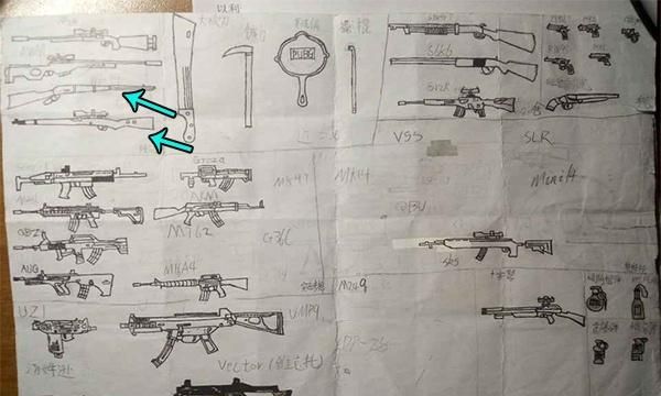 刺激战场:小学生画枪械大全,98k像霰弹枪,网友评论秀翻天!