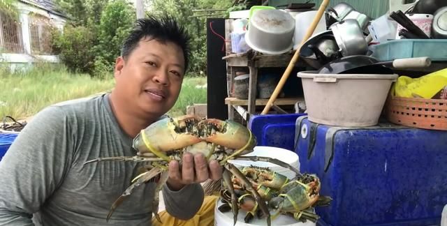 越南男子捉到3只大螃蟹,一只比一只大,最大的1只有3斤
