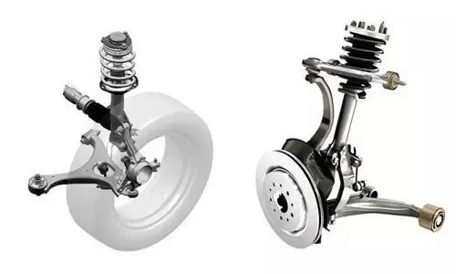 麦弗逊(左)与双叉臂(右)对比