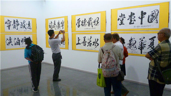市民慕名参观书法展 市民慕名参观书法展