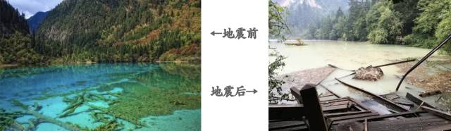 △水變色：原來的碧藍(lán)變?yōu)辄S色