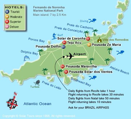 费尔南多-迪诺罗尼亚岛旅游地图