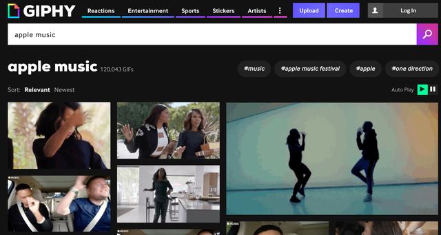 Giphy上的Apple Music主页
