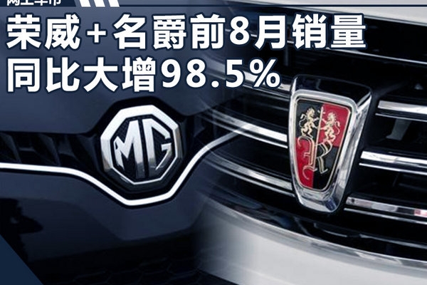 荣威+名爵前8月销量突破31万 同比大增98.5%