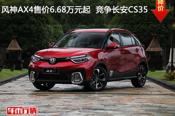 风神AX4售价6.68万元起  竞争长安CS35