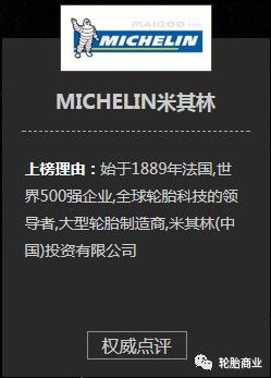 2017年汽车轮胎满意度排行