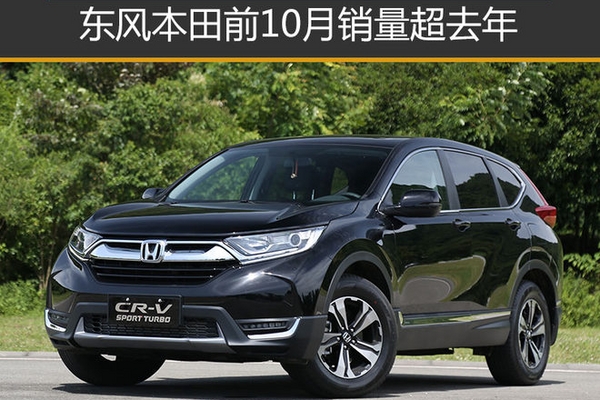 东风本田前10月销量超去年 同比增30.3%