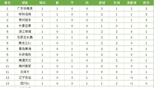 中甲预备队积分榜:华南虎暂登榜首,新疆雪豹垫