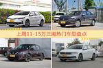 11-15万三厢车型上周热度排行揭晓，卡罗拉领跑