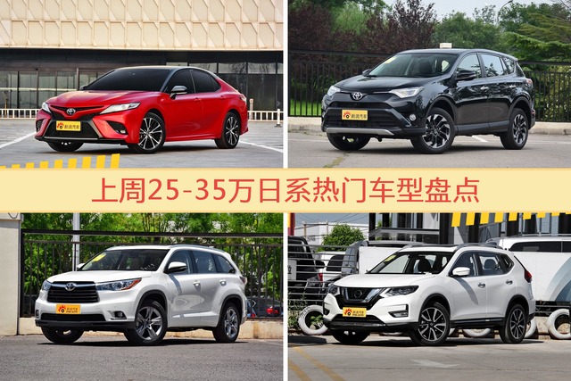 25-35万日系车型上周热度排行揭晓，凯美瑞领跑