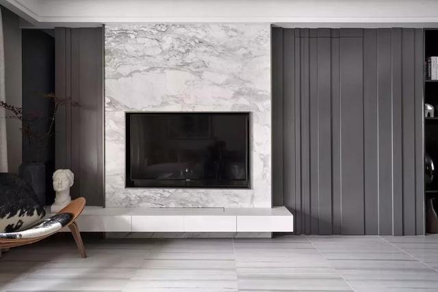 一波木质+大理石的电视墙，这样装颜值爆表啊！