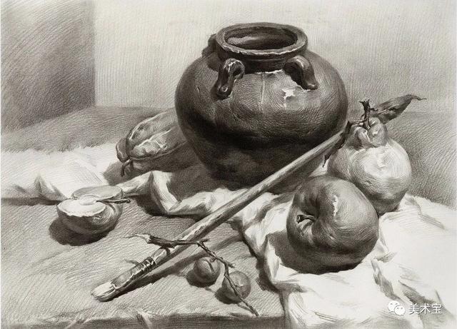 素描静物罐子组合图片