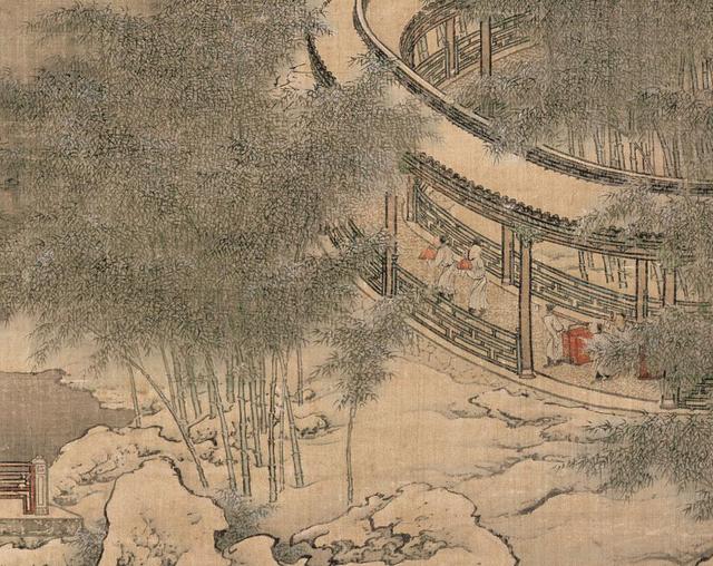 中国　工芸品　書画　掛軸　袁江「粱園飛雪圖」 　故宮博物院監製 V　1605 中国 工芸品 書画 掛軸 袁江「粱園飛雪圖」 故宮博物院監製 V