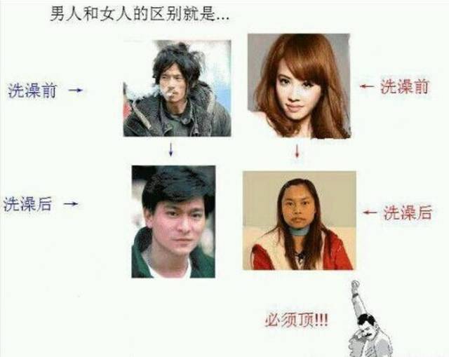 男人女人洗澡前和洗澡后的区别,太形象了!