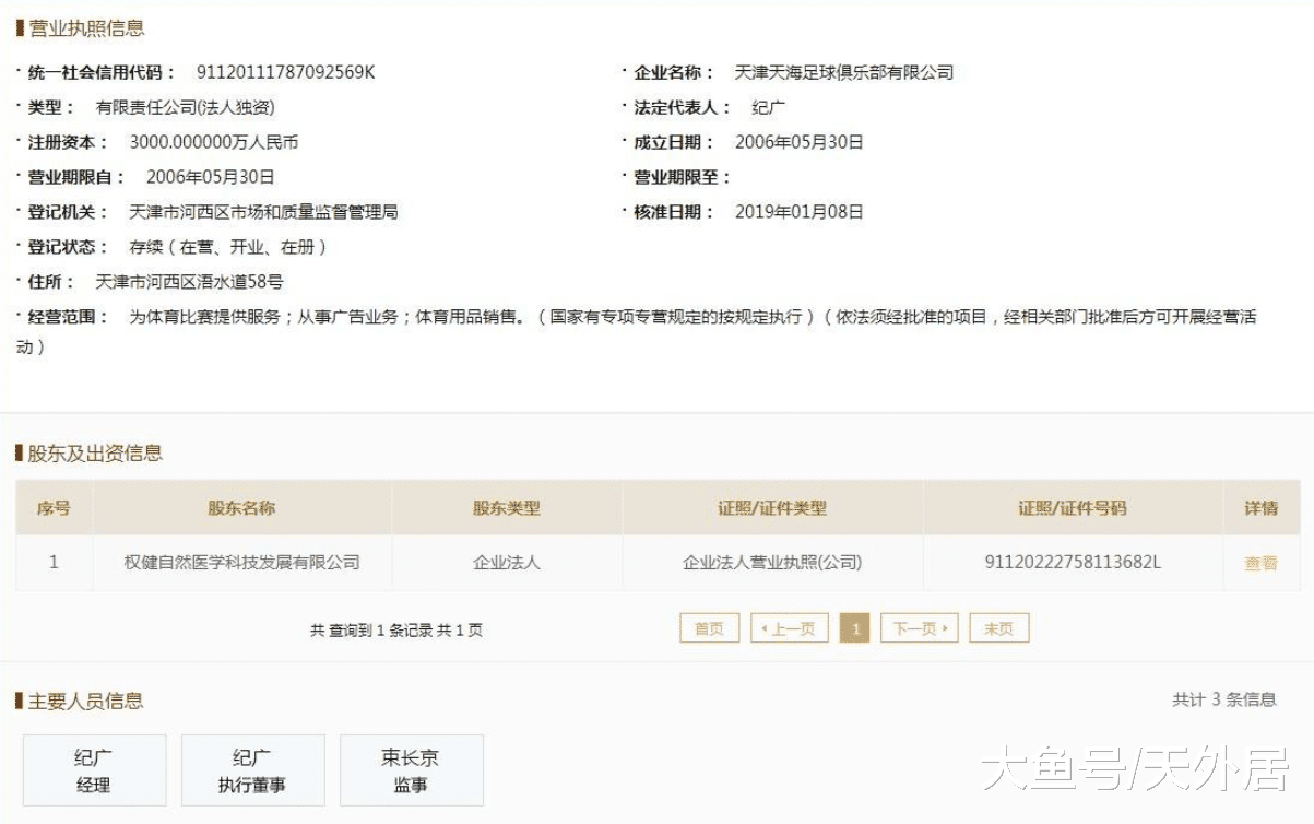 权健正式更名为天津天海, 权健成为中国足球历