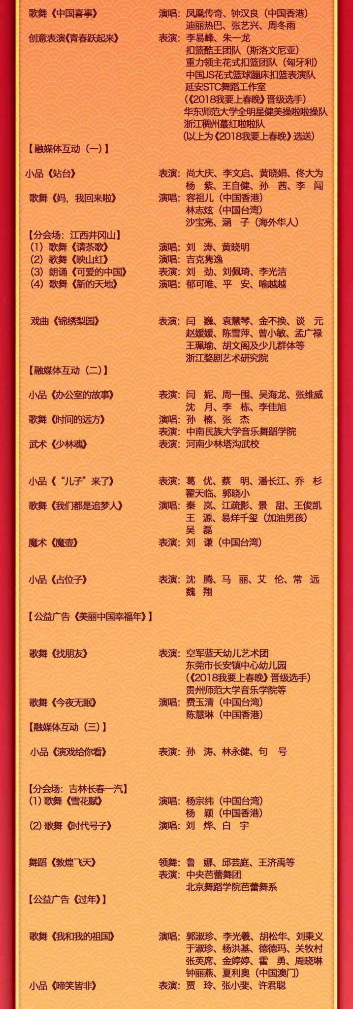 2019央视春晚节目单公布!你期待哪个?