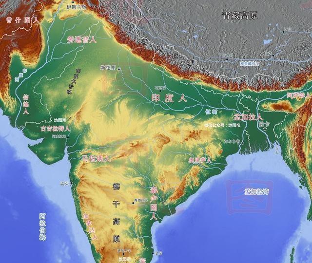 印度半岛地形图