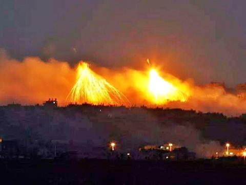 叙利亚首都遭空袭图片