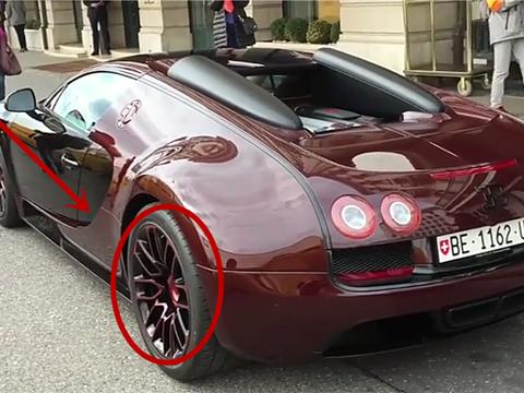 千万布加迪亮相街头，全车“深棕色”，轮毂也不例外，国内罕见！