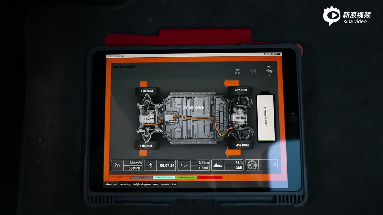 奥迪e-tron四驱动力分配演示