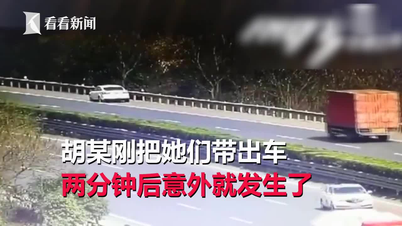 生死瞬间！高速上爆胎父亲刚将女儿拉出车 一辆卡车冲了过来...