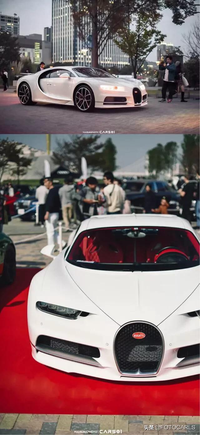 实拍 | 布加迪Chiron,来自东京八王子的全白大肥龙,美餐了!