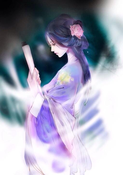 唯美头像丨古风紫衣美女插画,嘴不点而含丹,眉不画而横翠!