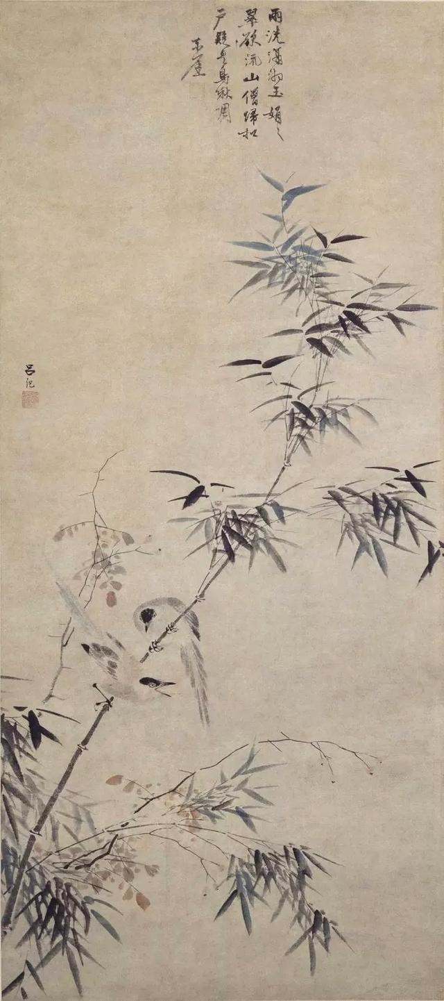 中国工芸 掛軸 明・呂紀『桂菊山禽圖』故宮博物院監製 紙箱付 J100