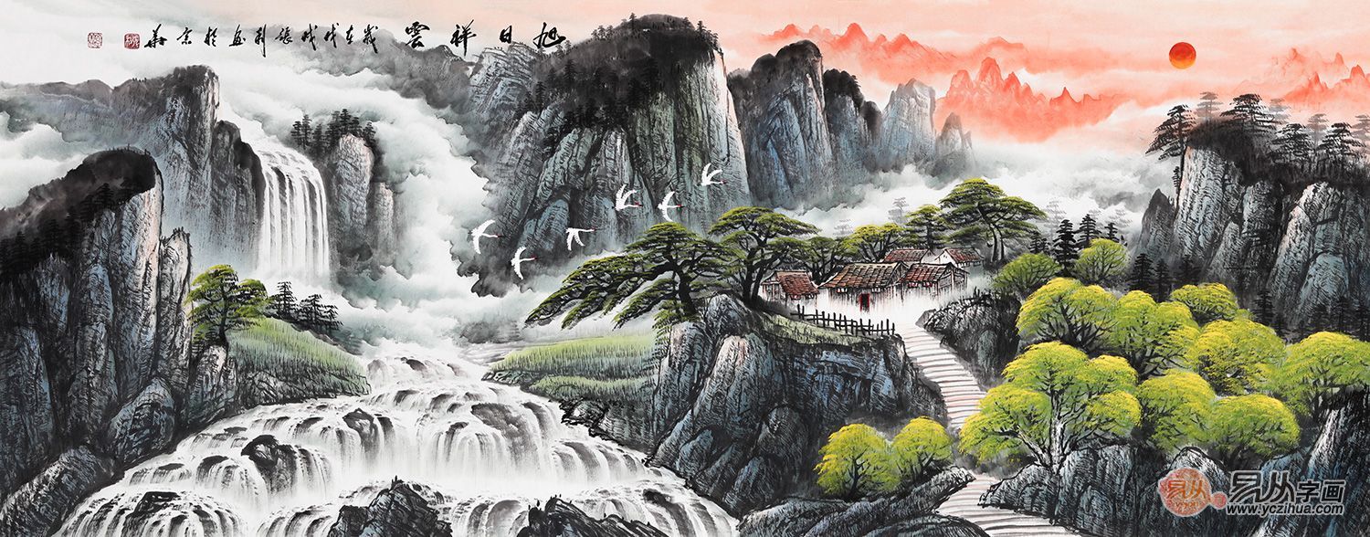 田园山水画——张利老师作品欣赏|源远流长|春山溪水长|张利_新浪新闻