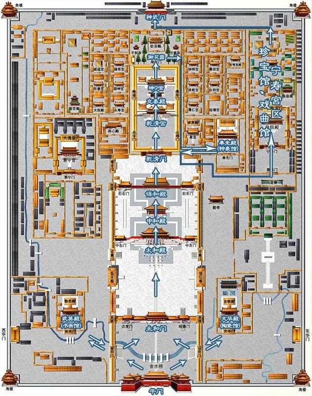 故宫最全的路线图，从2小时到1天到游览线路