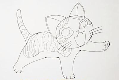动物简笔画教程:一只可爱俏皮小猫画法步骤,快为孩子收藏吧!