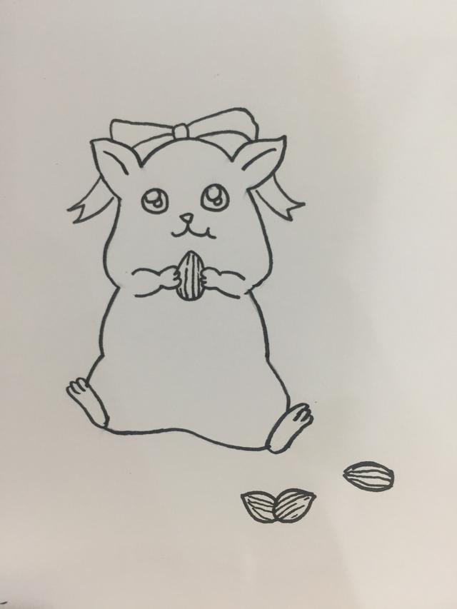吃瓜子小仓鼠简笔画,快来学习练习一下吧