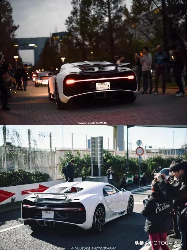 实拍 | 布加迪Chiron,来自东京八王子的全白大肥龙,美餐了!