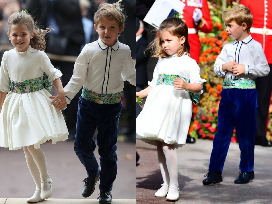 夏洛特公主和乔治王子再当花童,被一对青梅竹