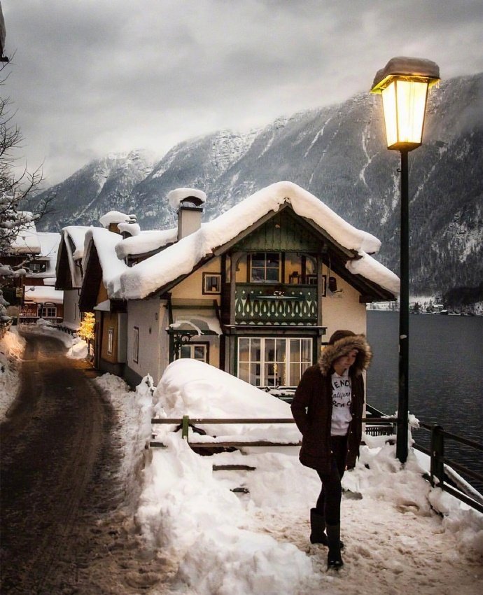 奧地利小鎮(zhèn)Hallstatt的冬日景色 奧地利小鎮(zhèn)Hallstatt的冬日景色