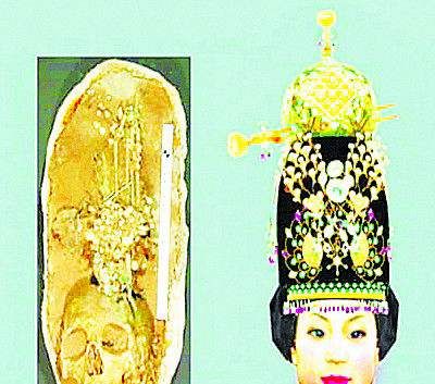 孟村李倕墓出土的公主冠毁损严重，专家为将其修复