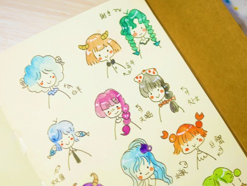 十二星座简笔画,哪个是属于你?最后把自拍也画成手账素材~!|十二星座|简 