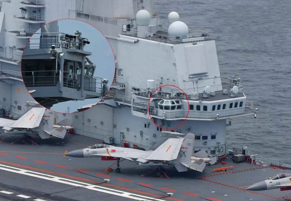 辽宁舰和002航母舰岛对比,几个不同点反映了国