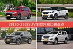 2月20-25万SUV车型外观口碑数据揭晓，大家偏爱哪些车？