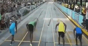 博尔特和常人赛跑,瞬间跑出镜头外!